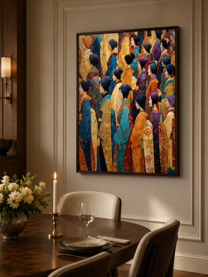 Gilded Procession Wall Art - Wall Art Decor - alternate angle - japandi wall decor, canvas print