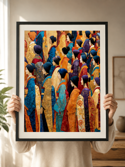Gilded Procession Wall Art - Wall Art Decor - front view - japandi wall decor, canvas print