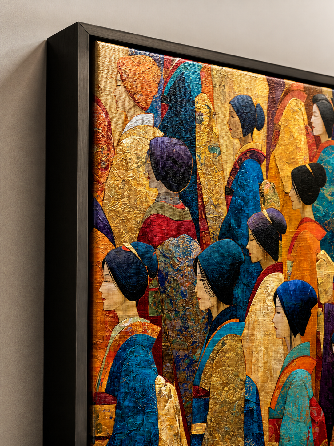Gilded Procession Wall Art - Wall Art Decor - detail view - japandi wall decor, canvas print