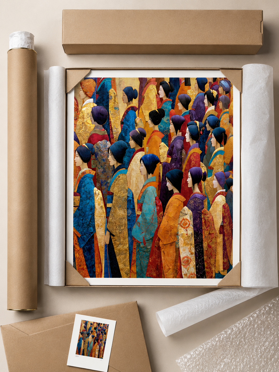 Gilded Procession Wall Art - Wall Art Decor - lifestyle shot - japandi wall decor, canvas print