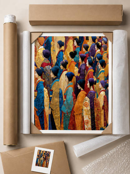 Gilded Procession Wall Art - Wall Art Decor - lifestyle shot - japandi wall decor, canvas print