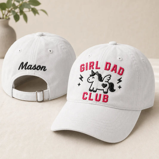 Girl Dad Club Washed Cap - Washed Cap - front view