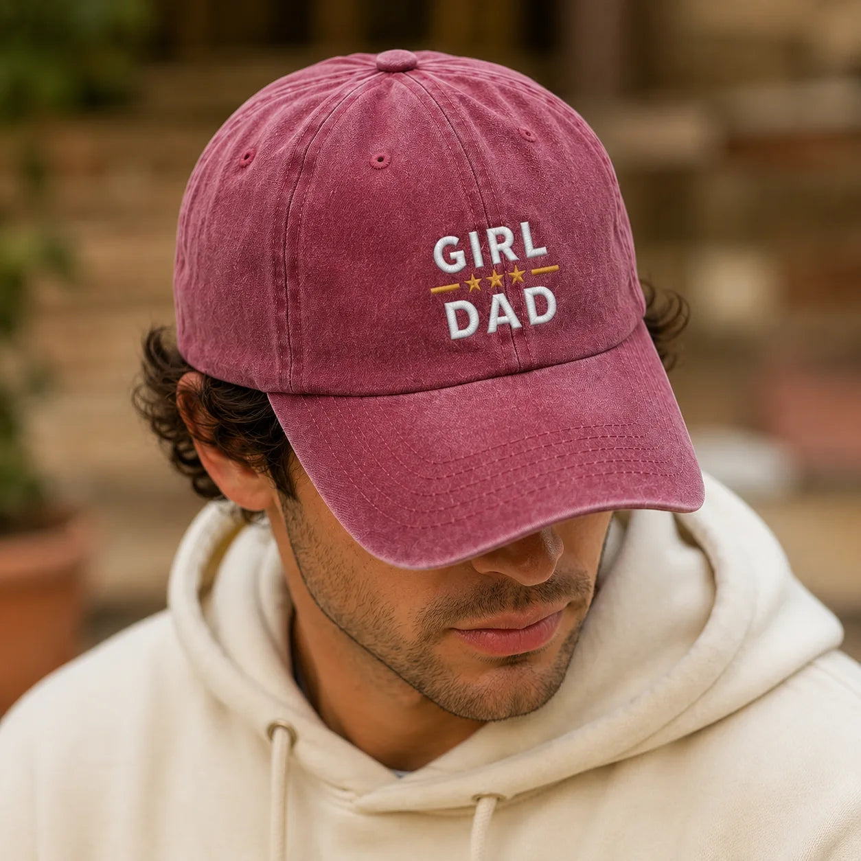 Girl Dad Embroidered Adjustable Washed Cap - washed cap - alternate angle