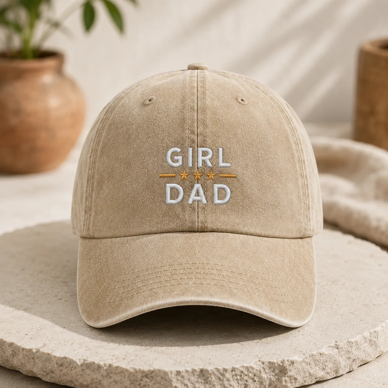 Girl Dad Embroidered Adjustable Washed Cap - washed cap - lifestyle
