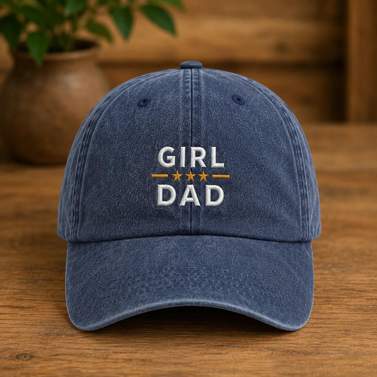 Girl Dad Embroidered Adjustable Washed Cap - washed cap - side view