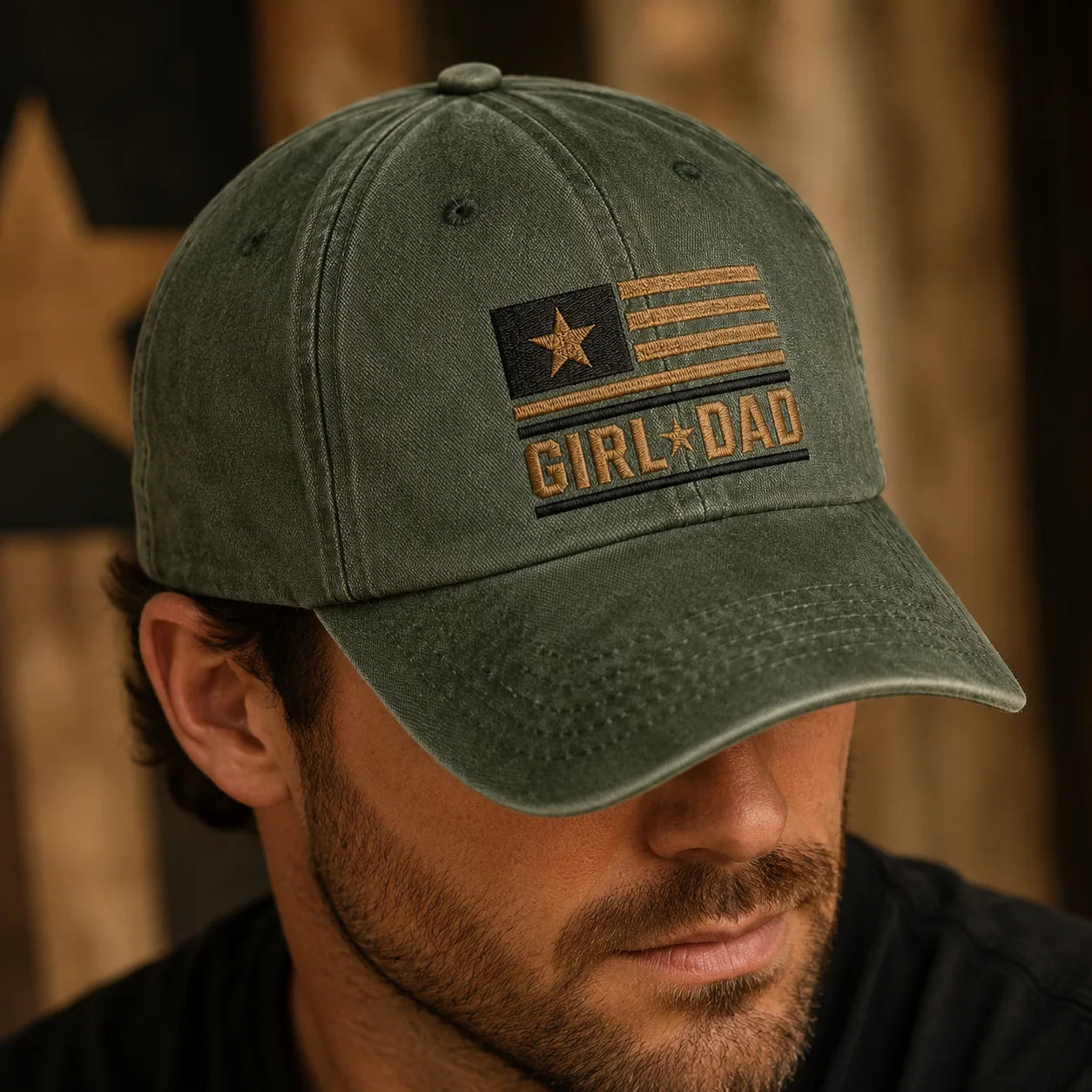 Girl Dad Embroidered American Washed Cap - washed cap - alternate angle