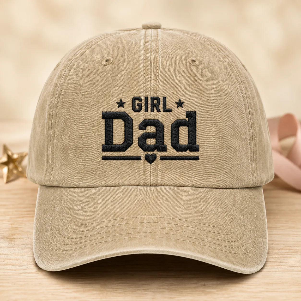 Girl Dad Embroidered Baby Washed Cap - washed cap - front view