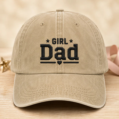 Girl Dad Embroidered Baby Washed Cap - washed cap - front view