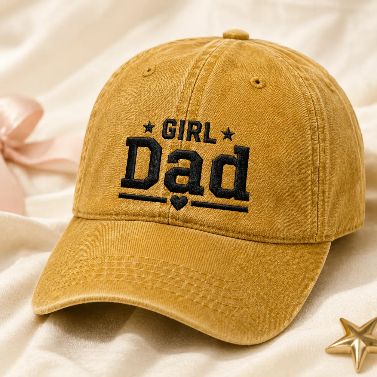 Girl Dad Embroidered Baby Washed Cap - washed cap - lifestyle