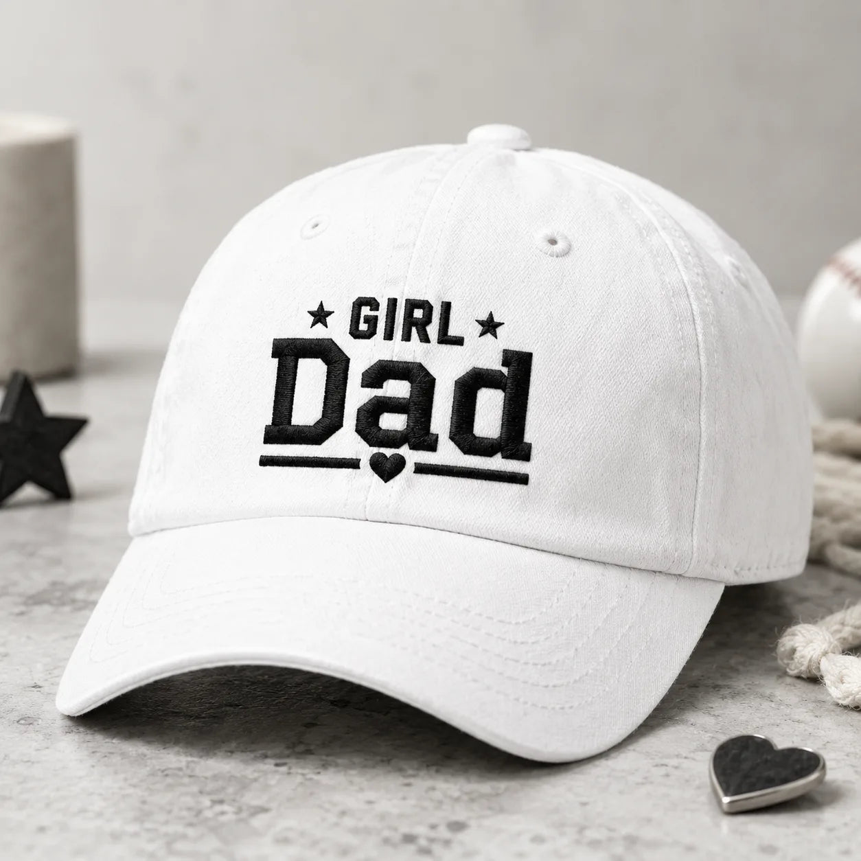 Girl Dad Embroidered Baby Washed Cap - washed cap - side view