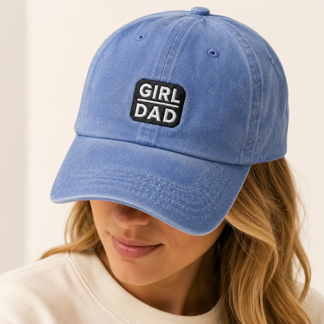 Girl Dad Embroidered Shower Washed Cap - washed cap - alternate angle
