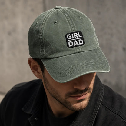 Girl Dad Embroidered Shower Washed Cap - washed cap - front view