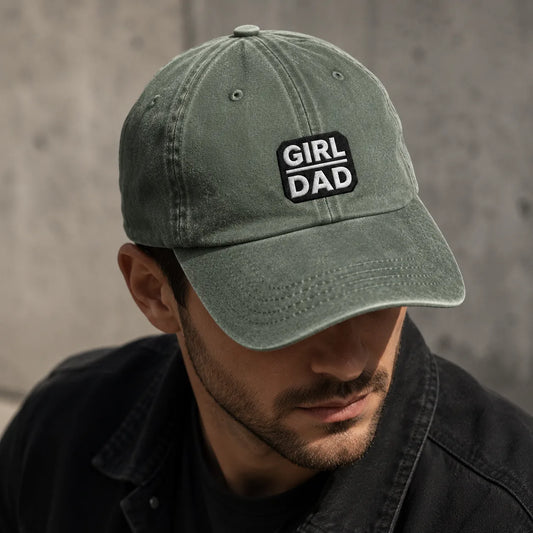 Girl Dad Embroidered Shower Washed Cap - washed cap - front view