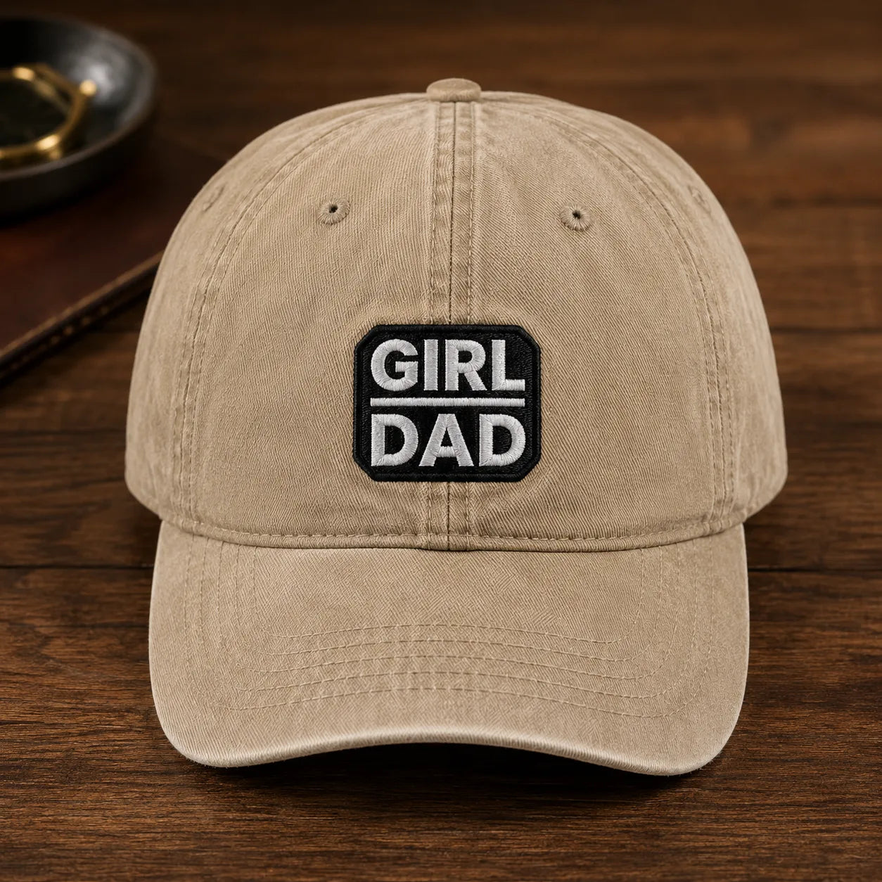 Girl Dad Embroidered Shower Washed Cap - washed cap - side view