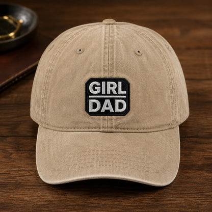 Girl Dad Embroidered Shower Washed Cap - washed cap - side view