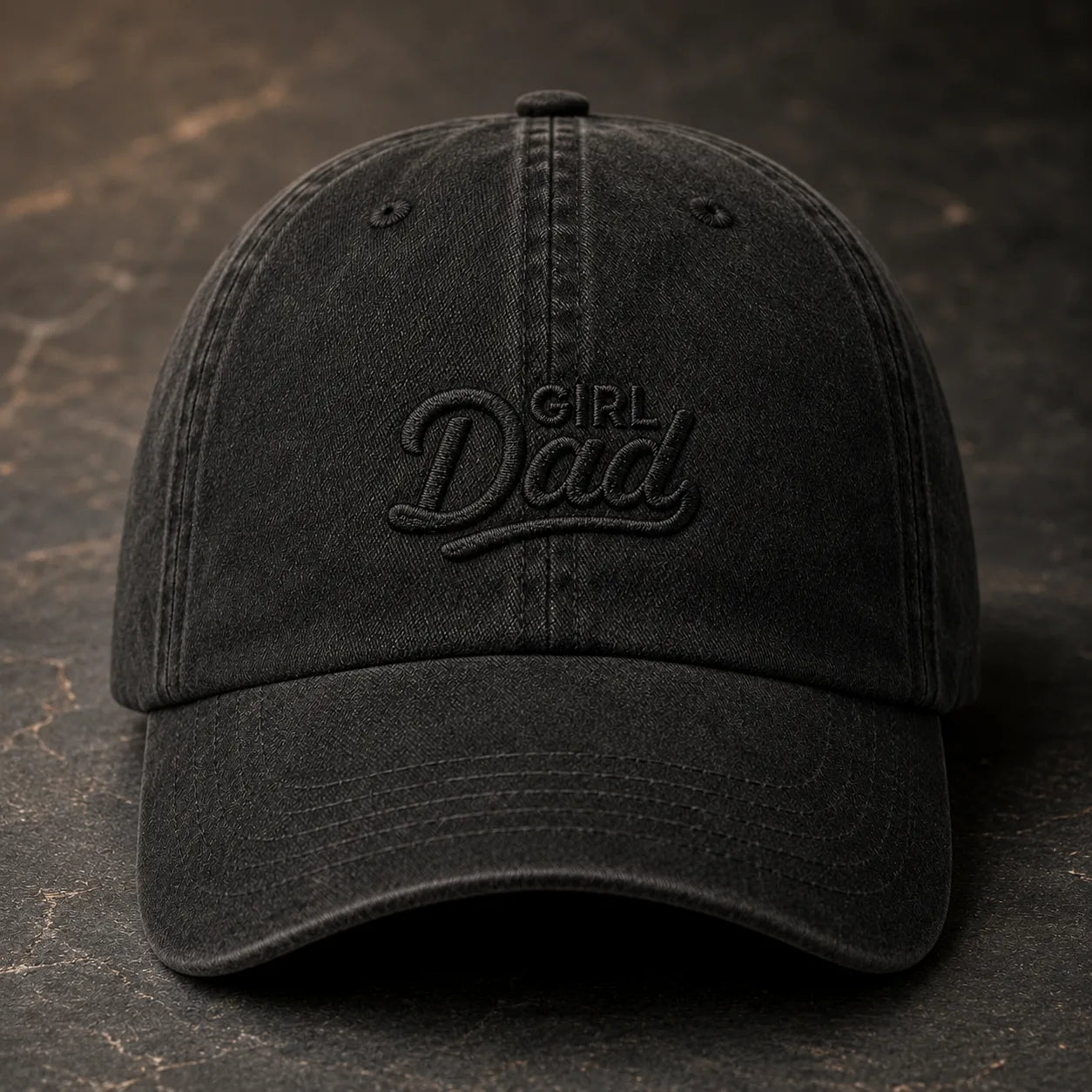 Girl Dad Embroidered Washed Cap - washed cap - in use