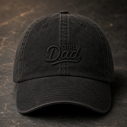 Girl Dad Embroidered Washed Cap - washed cap - in use