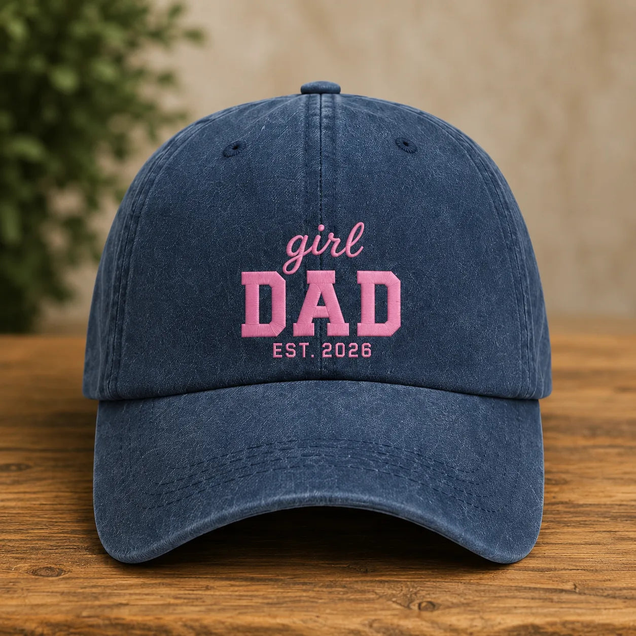 Girl Dad Est. 2026 Washed Baseball Cap - washed cap - detail