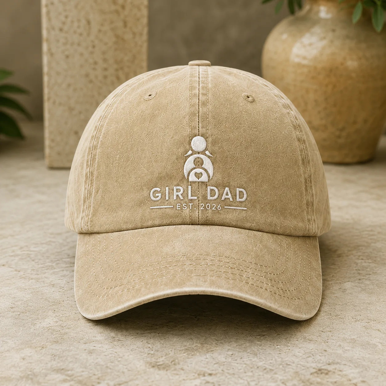 Girl Dad Est. 2026 Washed Baseball Cap III - washed cap - detail