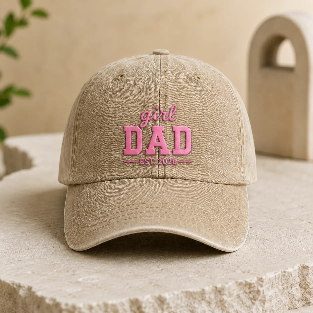 Girl Dad Est. 2026 Washed Baseball Cap II - washed cap - detail