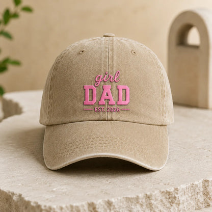 Girl Dad Est. 2026 Washed Baseball Cap II - washed cap - detail