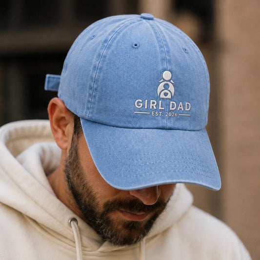 Girl Dad Est. 2026 Washed Baseball Cap III - washed cap - front view
