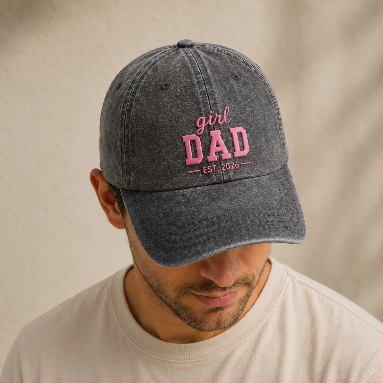 Girl Dad Est. 2026 Washed Baseball Cap II - washed cap - front view