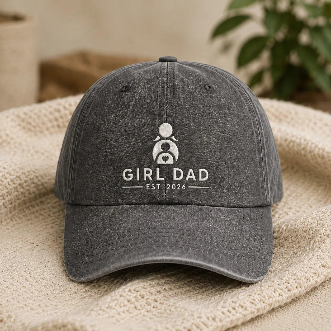 Girl Dad Est. 2026 Washed Baseball Cap III - washed cap - side view