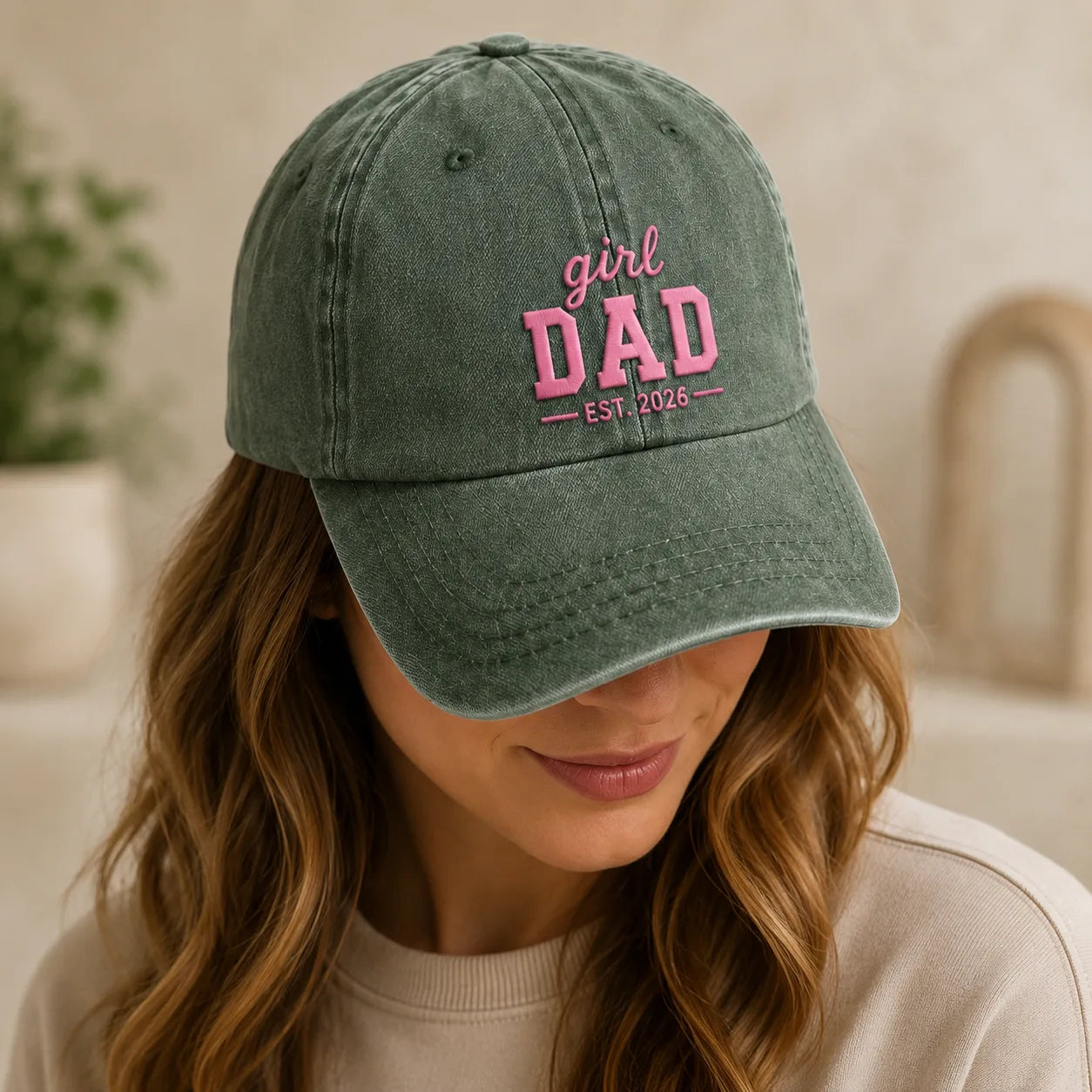 Girl Dad Est. 2026 Washed Baseball Cap II - washed cap - side view