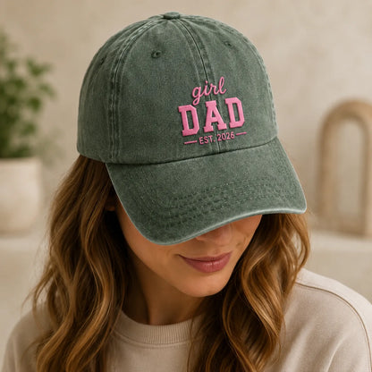 Girl Dad Est. 2026 Washed Baseball Cap II - washed cap - side view
