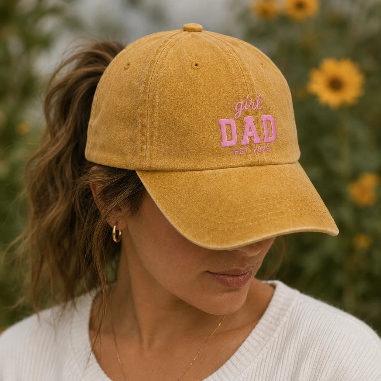 Girl Dad Est. 2026 Washed Baseball Cap - washed cap - lifestyle