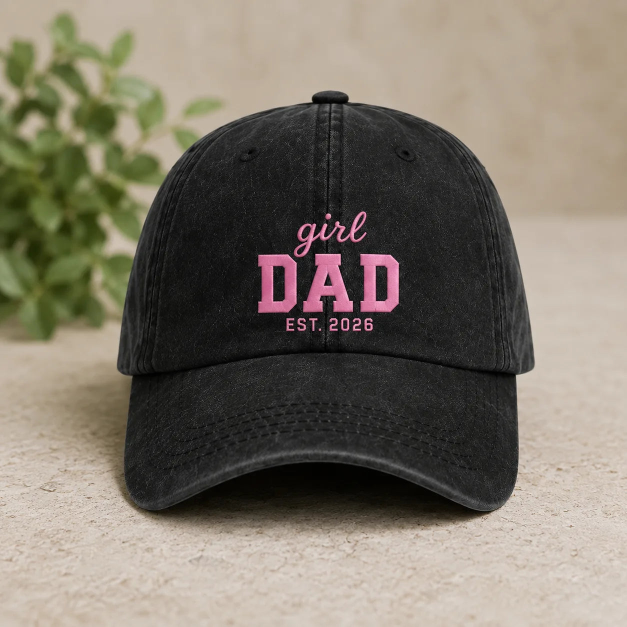 Girl Dad Est. 2026 Washed Baseball Cap - washed cap - side view