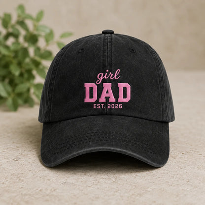 Girl Dad Est. 2026 Washed Baseball Cap - washed cap - side view