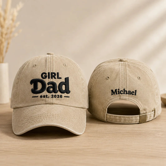 Girl Dad est. 2026 Washed Cap - washed cap - front view