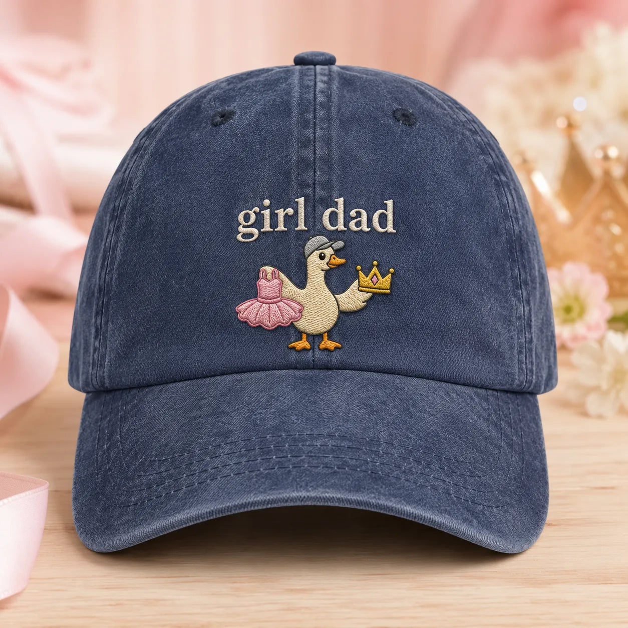 Girl Dad Goose Washed Cap - washed cap - side view