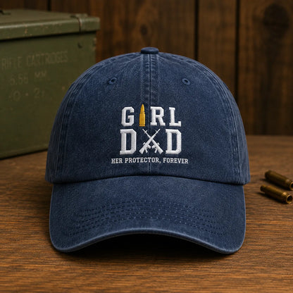 Girl Dad Her Protector Forever Washed Cap - washed cap - alternate angle