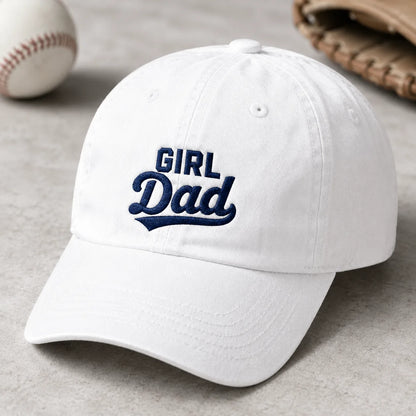 Girl Dad Navy Embroidered Baseball Washed Cap - washed cap - side view