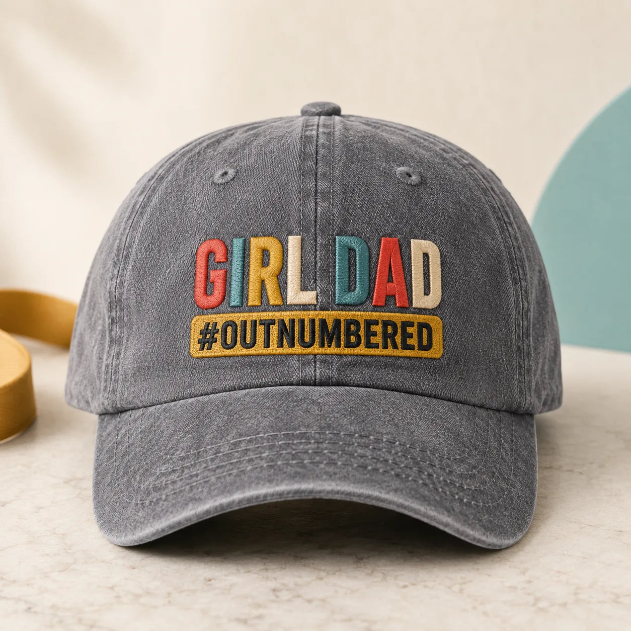 Girl Dad Outnumbered Washed Cap - washed cap - lifestyle