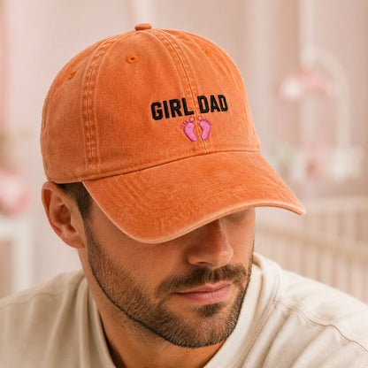 Girl Dad Pink Baby Washed Cap - washed cap - detail