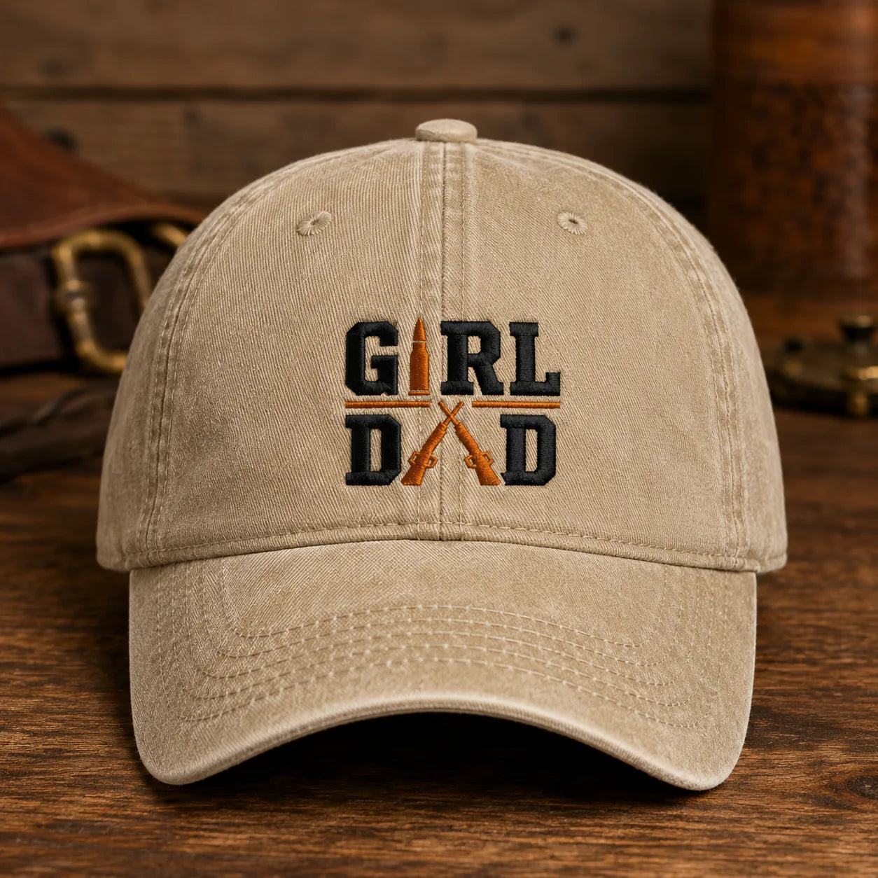 Girl Dad Washed Cap - washed cap - side view