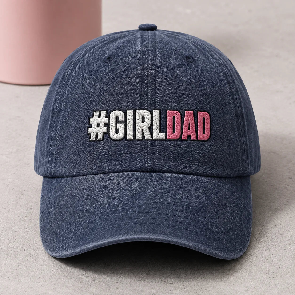 #Girldad Embroidered Baseball Washed Cap - washed cap - side view