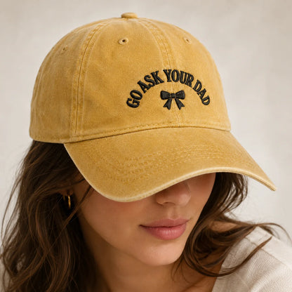 Go Ask Your Dad Washed Cap - washed cap - detail