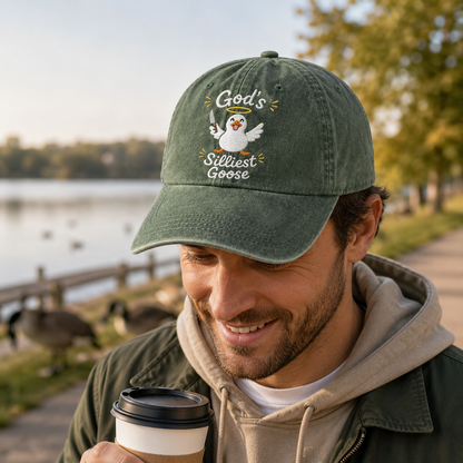 God's Silliest Goose Washed Cap - Washed Cap - detail