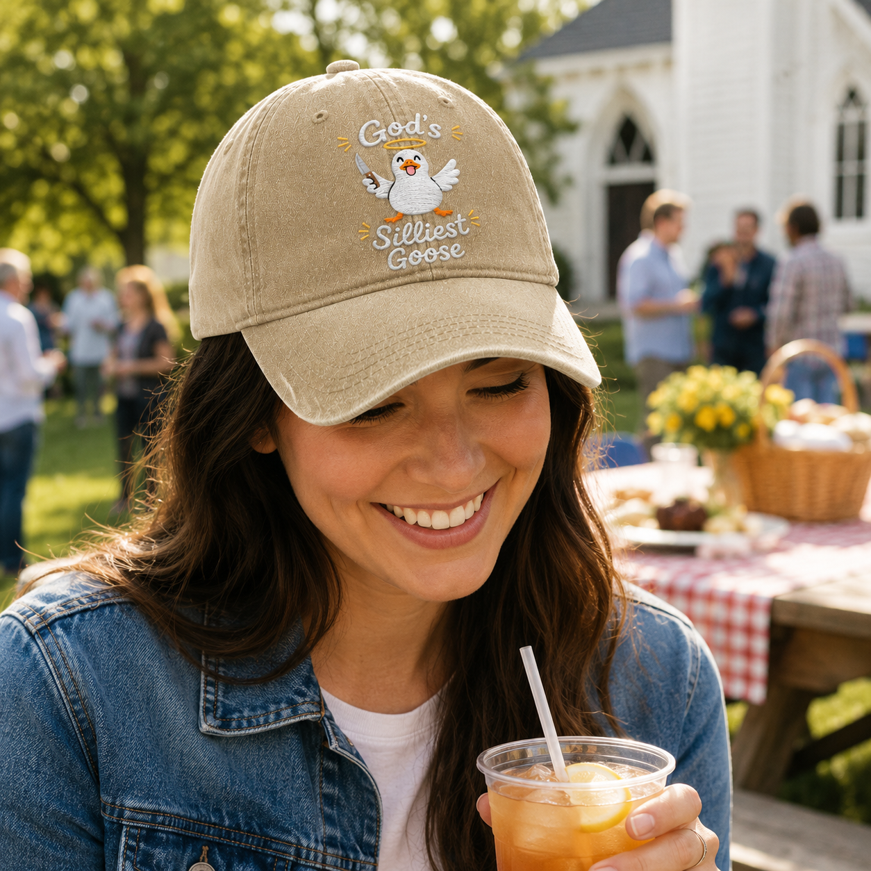 God's Silliest Goose Washed Cap - Washed Cap - side view