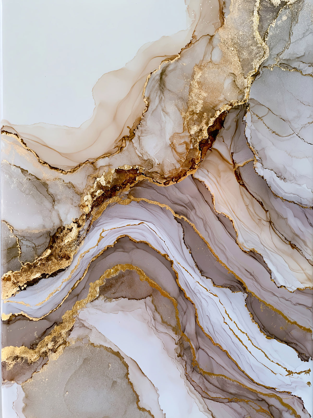 Gold Diagonal Wall Art - Wall Art Decor - front view - beige abstract decor, fluid abstract art