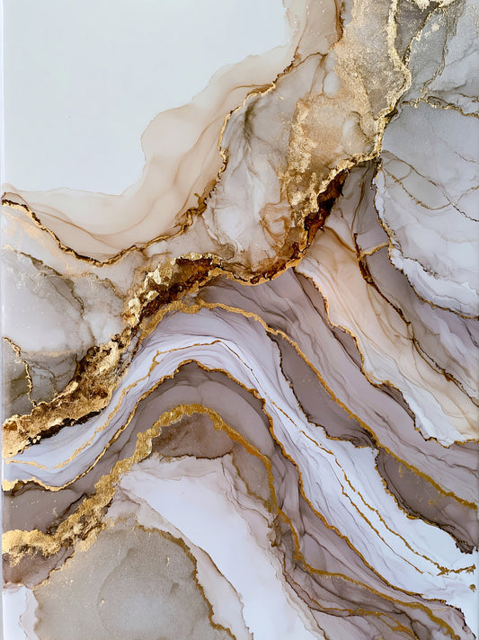 Gold Diagonal Wall Art - Wall Art Decor - front view - beige abstract decor, fluid abstract art