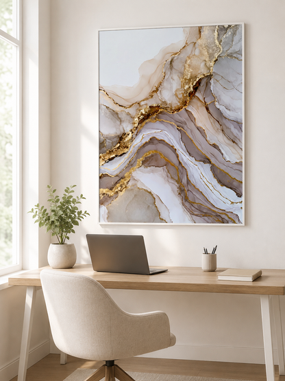 Gold Diagonal Wall Art - Wall Art Decor - close-up - beige abstract decor, fluid abstract art