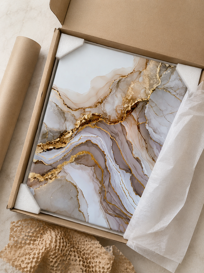 Gold Diagonal Wall Art - Wall Art Decor - lifestyle shot - beige abstract decor, fluid abstract art