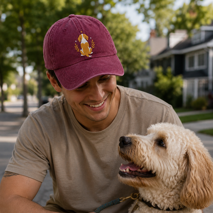 Golden Dog Embroidered Washed Cap - Washed Cap - detail