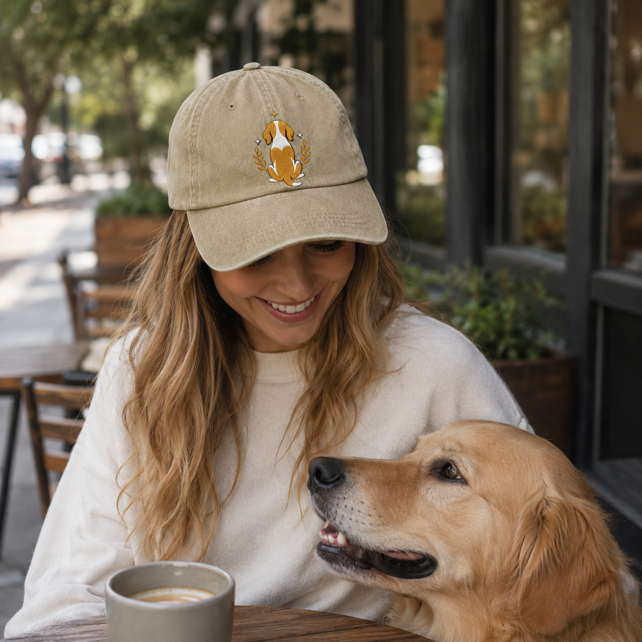 Golden Dog Embroidered Washed Cap - Washed Cap - lifestyle